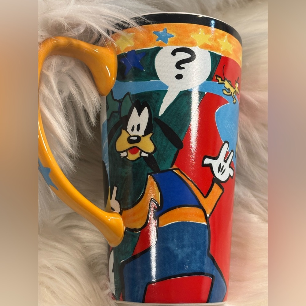 Vintage Disney Abstract Mickey, Minnie & Goofy Cafe Latte Mug NEW